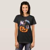 Unicorn Halloween Costume Death Lying on Pumpkin T-shirt (Voorkant volledig)