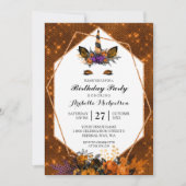 Unicorn Halloween Floral Sparkle Birthday Kaart (Voorkant)