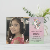Unicorn Hand Drawn Ombré Rainbow Foto Birthday Kaart (Staand voorkant)