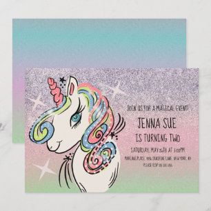 Unicorn Hand Drawn Ombré regenboogdag Kaart