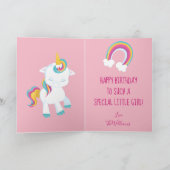 Unicorn Happy 1e verjaardag Girl Kaart (Binnen)