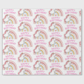 Unicorn Happy Birthday Cadeaupapier (Vlak)