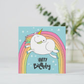 Unicorn Happy Birthday Feestdagenkaart (Staand voorkant)