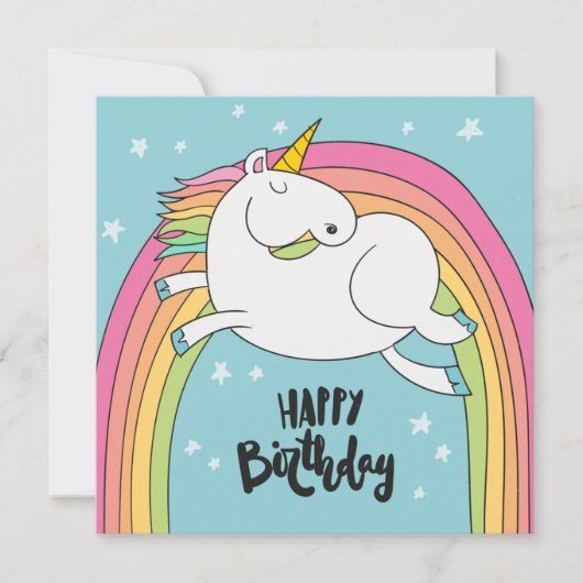 Unicorn Happy Birthday Feestdagenkaart (Voorkant)