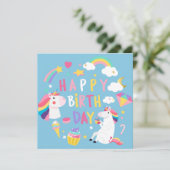 Unicorn Happy Birthday Feestdagenkaart (Staand voorkant)