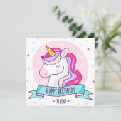 Unicorn Happy Birthday Feestdagenkaart (Staand voorkant)