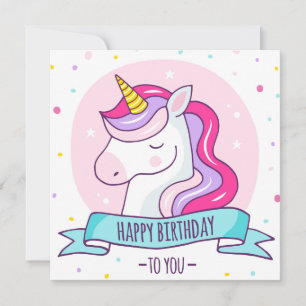 Unicorn Happy Birthday Feestdagenkaart