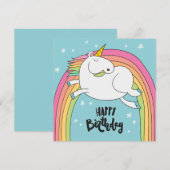 Unicorn Happy Birthday Holiday Kaart (Voorkant / Achterkant)
