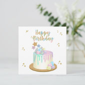 Unicorn Happy Birthday Kaart (Staand voorkant)