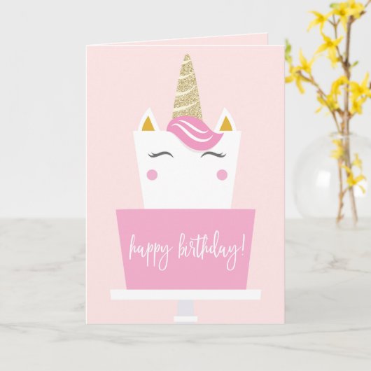 Unicorn Happy Birthday Kaart (Gele Bloem)