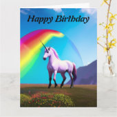 Unicorn Happy Birthday-kaart Kaart (Gele Bloem)