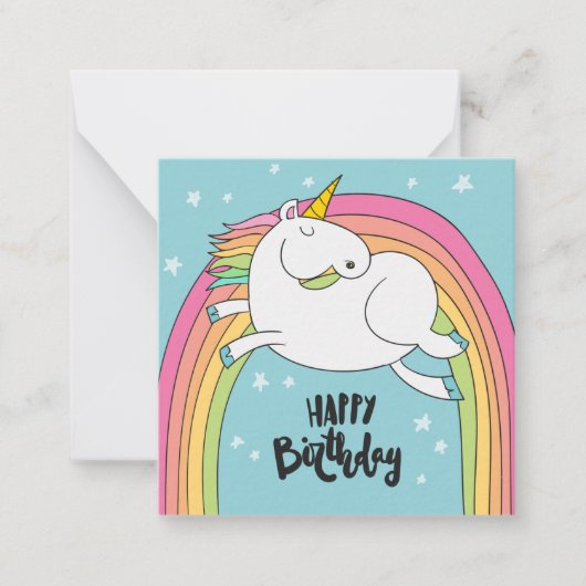 Unicorn Happy Birthday Notitiekaartje (Voorkant)
