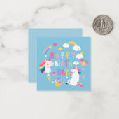Unicorn Happy Birthday Notitiekaartje (Voorkant / Achterkant in situ)