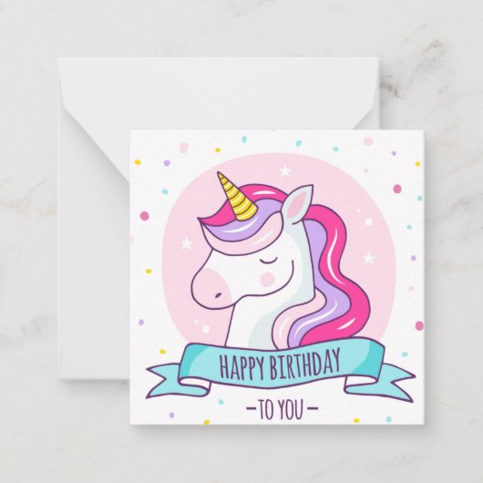 Unicorn Happy Birthday Notitiekaartje (Voorkant)
