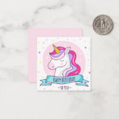 Unicorn Happy Birthday Notitiekaartje (Voorkant / Achterkant in situ)