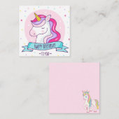 Unicorn Happy Birthday Notitiekaartje (Voorkant / Achterkant)