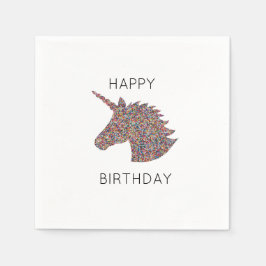 Unicorn Happy Birthday Rainbow Sprinkles Napkin Servet