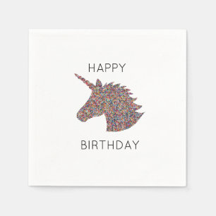 Unicorn Happy Birthday Rainbow Sprinkles Napkin Servet