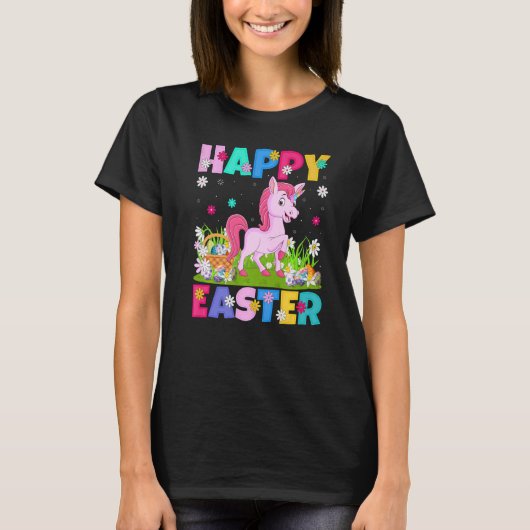 Unicorn Happy Paast Bunny Unicorn Paaszondag T-shirt (Voorkant)