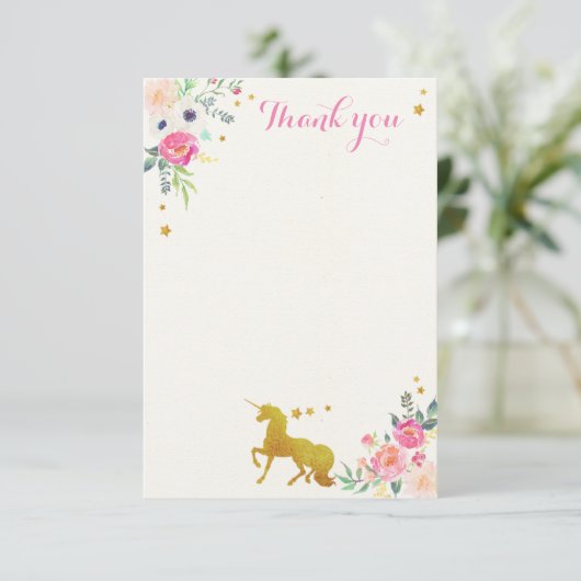 Unicorn Hartelijk dank Bedankkaart (Staand voorkant)