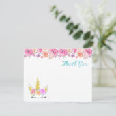 Unicorn Hartelijk dank Bedankkaart (Staand voorkant)