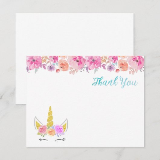 Unicorn Hartelijk dank Bedankkaart (Voorkant / Achterkant)