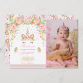 Unicorn Hartelijk dank voor uw kaart Roze Gold Mag (Voorkant / Achterkant)