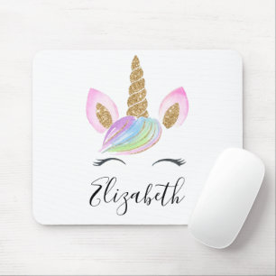 Unicorn Head Cute Personated Custom Name Quote Muismat