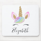 Unicorn Head Cute Personated Custom Name Quote Muismat (Voorkant)