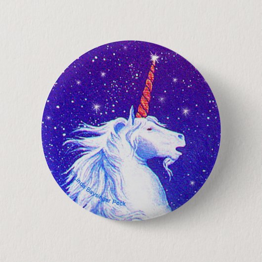 Unicorn Head met Blue Ronde Button 5,7 Cm (Voorkant)