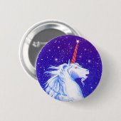 Unicorn Head met Blue Ronde Button 5,7 Cm (Voorkant /achterkant)