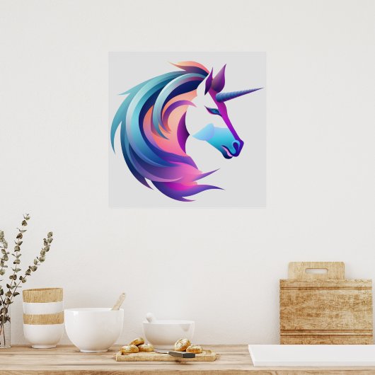 Unicorn Head Poster (Keuken)