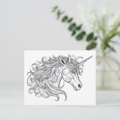Unicorn Head Tekening Briefkaart (Staand voorkant)