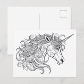 Unicorn Head Tekening Briefkaart (Voorkant / Achterkant)