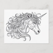 Unicorn Head Tekening Briefkaart (Voorkant)