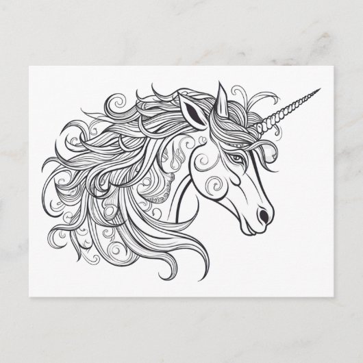 Unicorn Head Tekening Briefkaart (Voorkant)