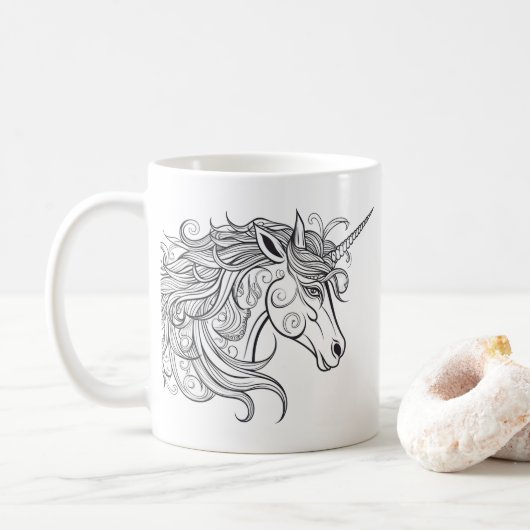 Unicorn Head Tekening Koffiemok (Met donut)