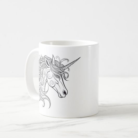 Unicorn Head Tekening Koffiemok (Voorkant links)