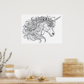 Unicorn Head Tekening Poster (Keuken)