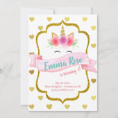 Unicorn Heart Birthday Party Kaart (Voorkant)