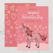 Unicorn Heart Kinder Classroom Valentijn dag Feestdagenkaart (Voorkant / Achterkant)