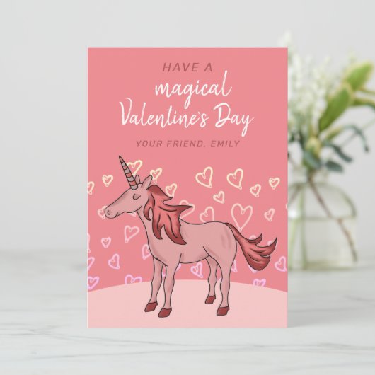 Unicorn Heart Kinder Classroom Valentijn dag Feestdagenkaart (Staand voorkant)