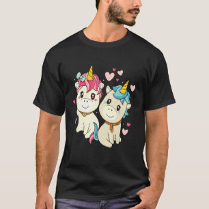 Unicorn Heart Valentijnsdag voor vrouwelijke meisj T-shirt