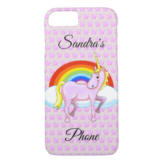 Unicorn & Hearts Cel Phone Case (Achterkant)