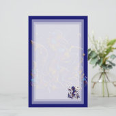 Unicorn Herald: Blauw en goud Briefpapier (Staand voorkant)