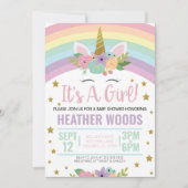 Unicorn Het is een Girl Baby shower Uitnodiging (Voorkant)