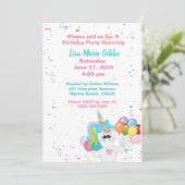 Unicorn Holding Balloons Birthday Kaart (Staand voorkant)