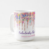 Unicorn Holografen Rainbow Drip Bride Sweet 16th Koffiemok (Voorkant links)