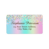 Unicorn holografisch glitteradres etiket (Voorkant)