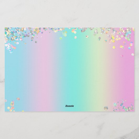 Unicorn holografische glitter briefpapier (Achterkant)